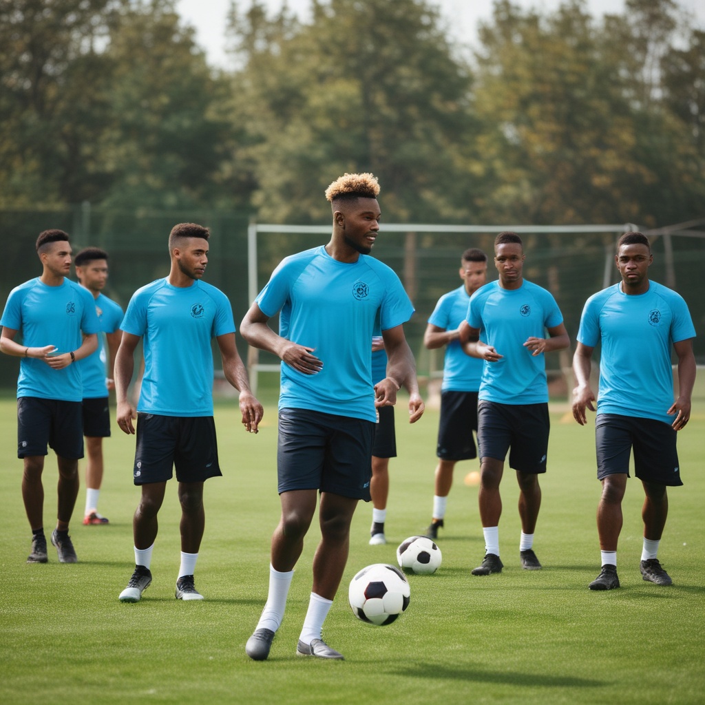 Football players during training session